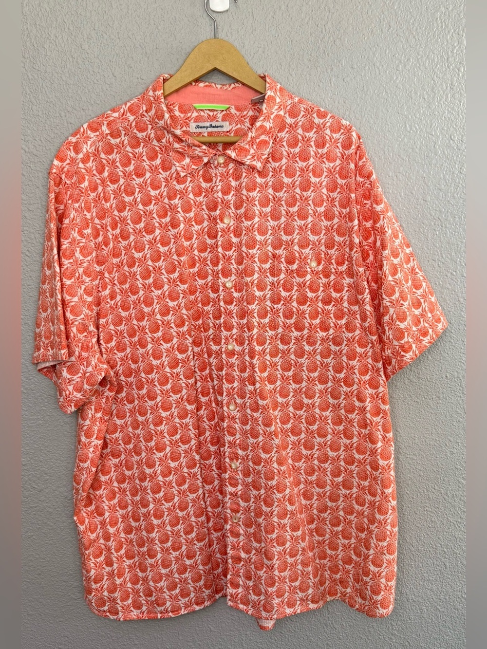 Tommy Bahama | Fine-Apple Camp Shirt | Orange/White | Size 3XL
